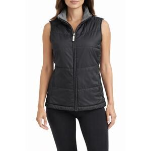 Alo Yoga Black Puffer Vest Women’s Small Full Zip Lightweight Nylon Fleece Lined